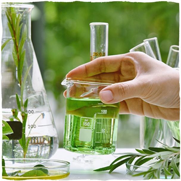 Zelený roztok v kádince